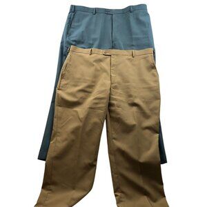 Haband Men's Pants Size 42W Lot Of Two Relaxed Classic Chino Straight Leg Casual